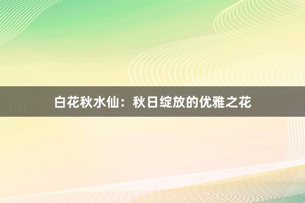 白花秋水仙:秋日绽放的优雅之花